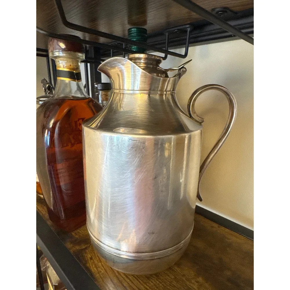 Vintage Mid Century Modern Italian Silver Plated Insulated Barware Pitcher MCM